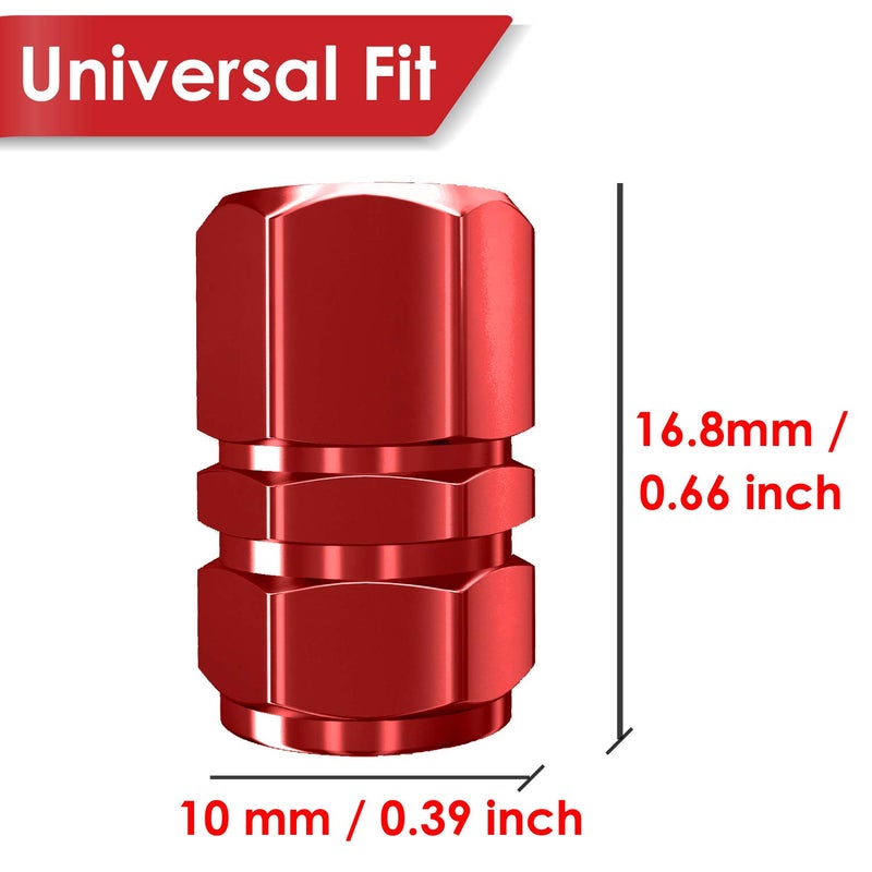 SAMIKIVA Tire Valve Caps, Premium Metal Rubber Seal Tire Valve Stem Caps, Dust Proof Covers Universal fit for Cars, SUVs, Bike and Bicycle, Trucks, Motorcycles (Red) - Image 4